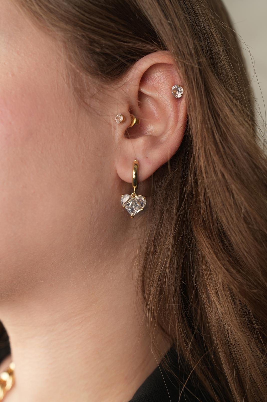 White heart earrings