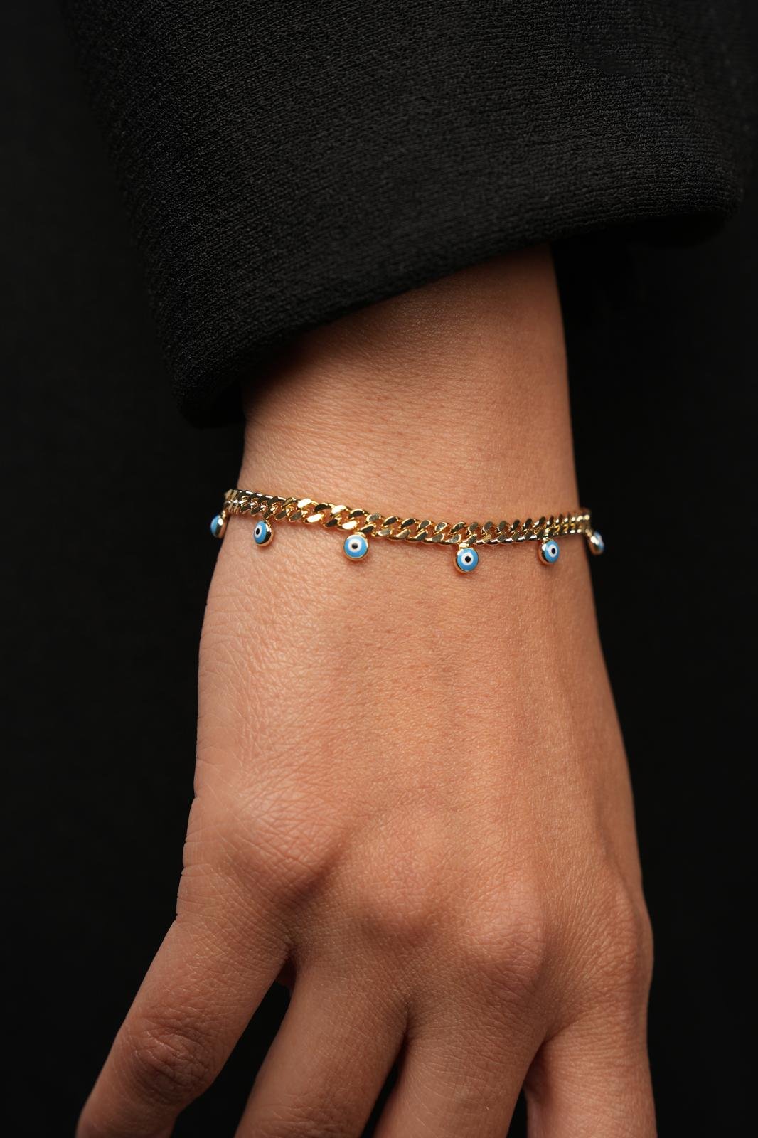 Blue evil eye anklets